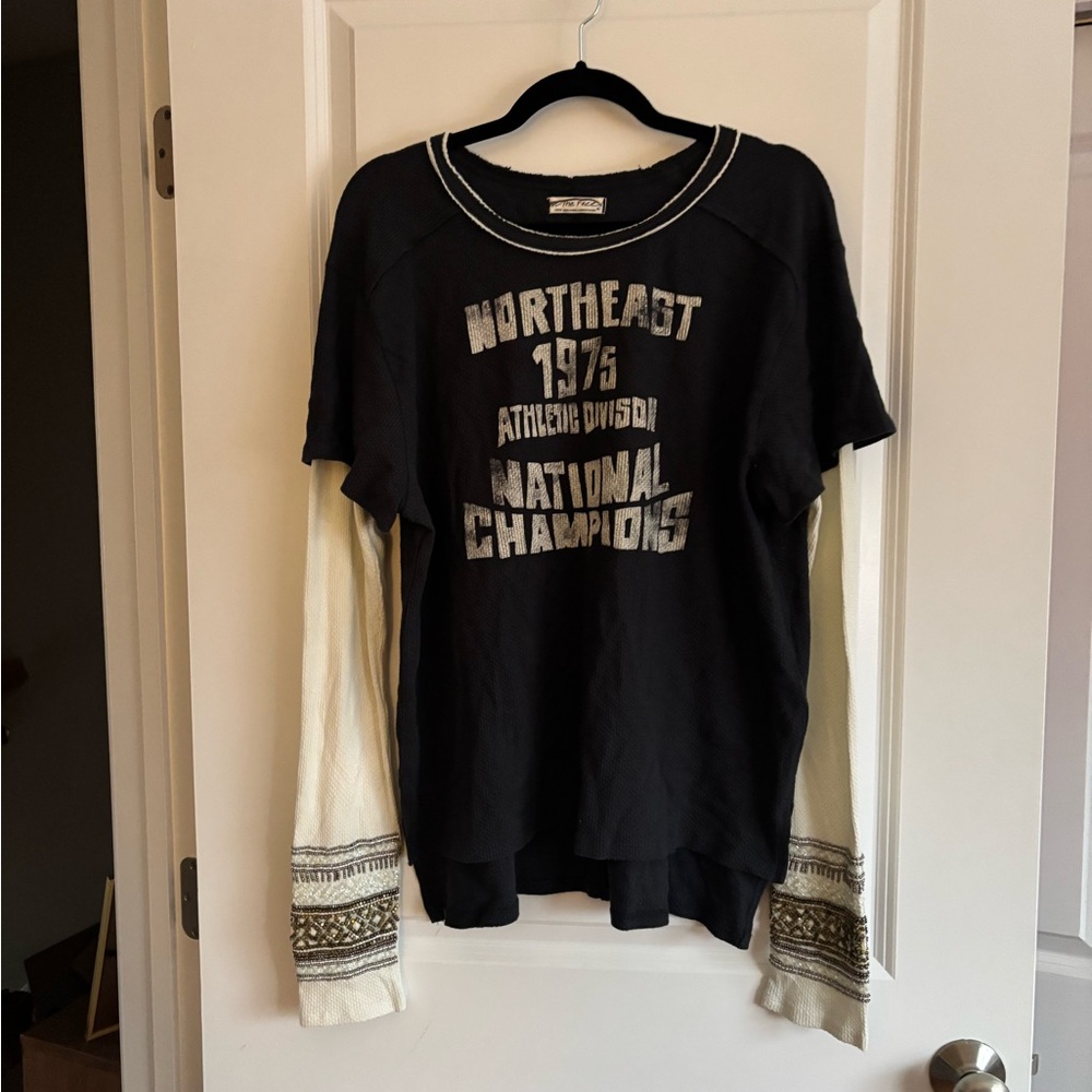 We The Free Black and Cream long sleeve